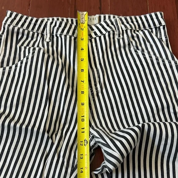Blank Paige Black & White Striped Ultra Flare Jeans Size Large - Picture 13 of 17